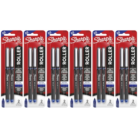 Sharpie Rollerball Pen, Needle Point 0.5mm, Blue Ink, 12PK 2093198
